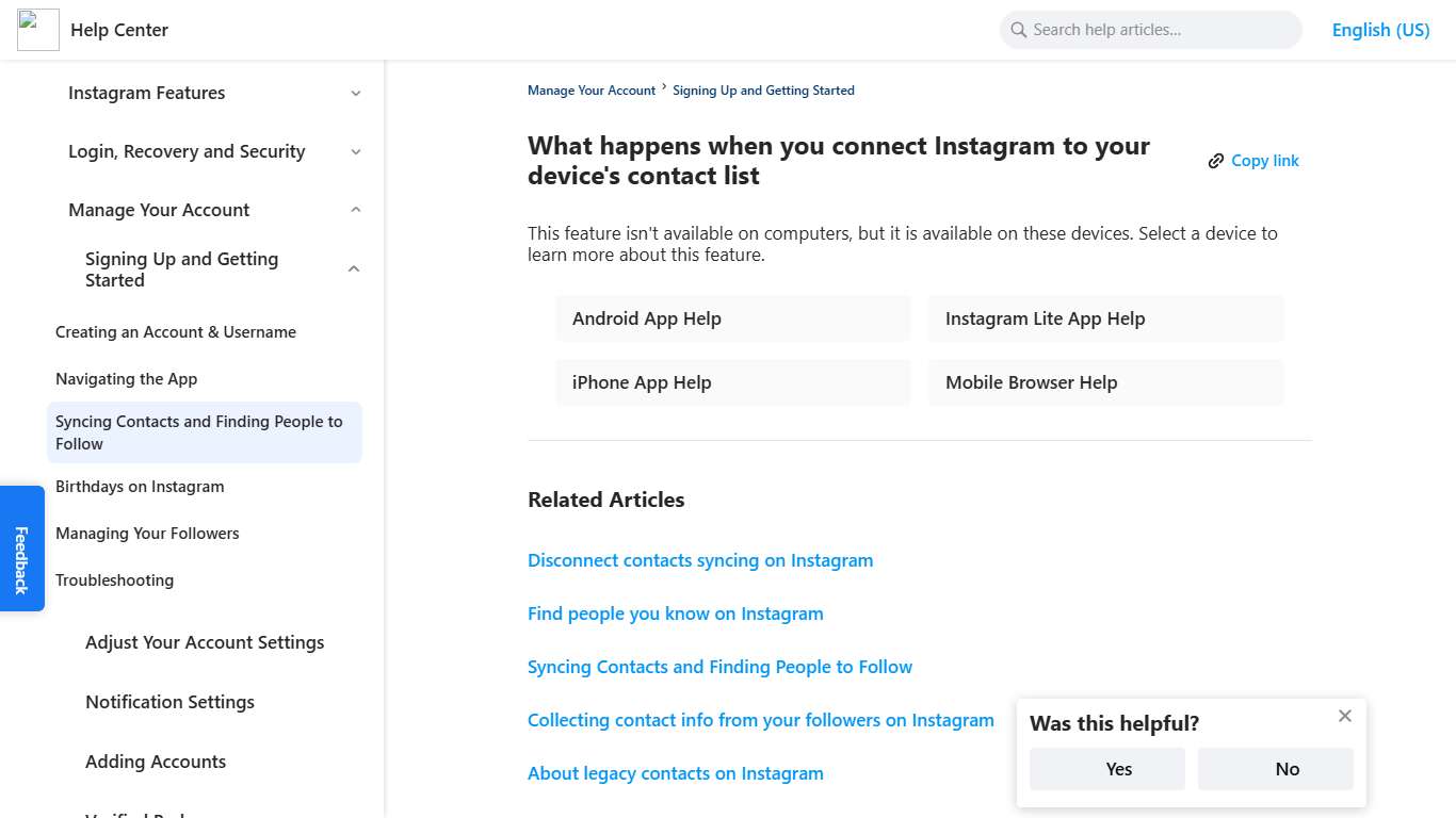 What happens when you connect Instagram to your device's contact list | Instagram Help Center