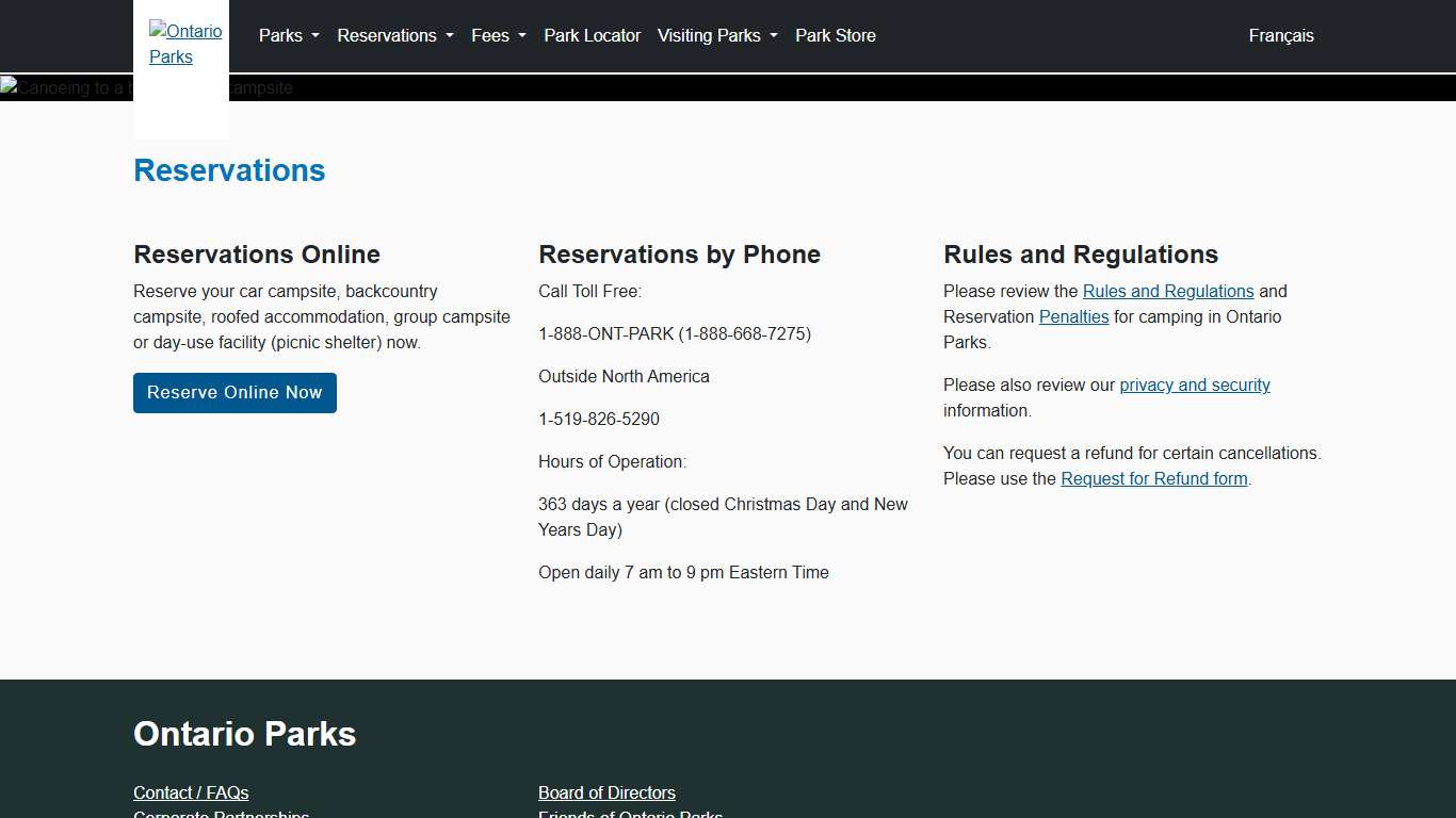 Reservations at Provincial Parks